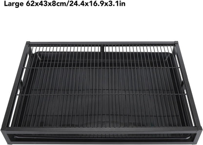 Dog Training Toilet, Reusable Iron Dog Potty Tray with Removable Wall for Small Medium Pets, Indoor Outdoor Pet Pad Holder (L)