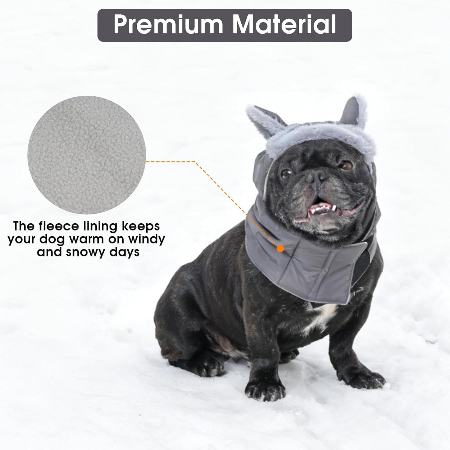 Kuoser Dog Winter Hat & Scarf Set, Pet Winter Warm Hooded Neck Gaiter, Dog Cold Weather Protection Neck Warmer with Fleece Lining