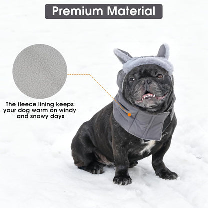 Kuoser Dog Winter Hat & Scarf Set, Pet Winter Warm Hooded Neck Gaiter, Dog Cold Weather Protection Neck Warmer with Fleece Lining