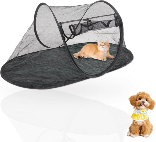Cat Tent Outdoor, Portable Cat Mesh Tent Pet Cage, Comfy Puppy House with Carry Bag, Ideal for Hiking