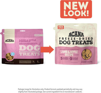 ACANA Singles Grain Free Dog Treats Limited Ingredients & Freeze-Dried Lamb & Apple Recipe 3.25oz Bag