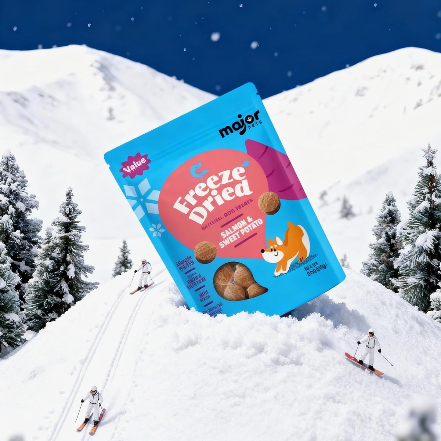 MAJOR PETS Freeze Dried Dog Treats, Wild-Caught Salmon & Sweet Potato, 100% Natural, Single High Protein, Rich in Omega-3, Grain Free, Healthy Training Bites & Meal Topper, Made in The USA, 2.5oz