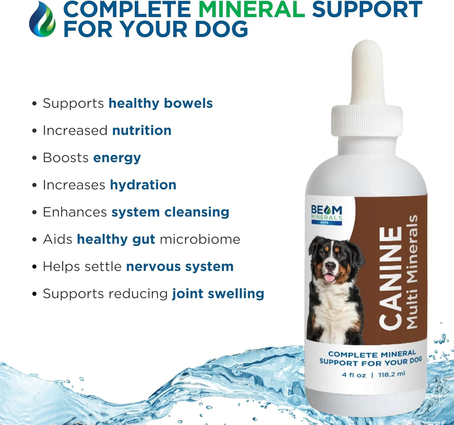 Beam Minerals Complete Canine Multi-Minerals | Full-Spectrum Minerals for Dogs | Contains Humic & Fulvic Acid | 4 fl Oz