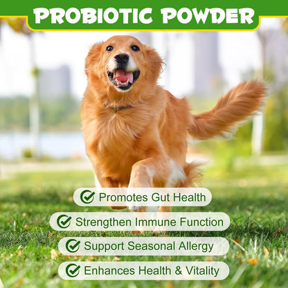 Probiotics Powder for Dogs - Pre & Probiotic Digestive Supplement with Digestive Enzymes & Prebiotics for Dog Support Gut Health, Seasonal Allergies & Immune System Dog Supplies Powder - 120 Scoops