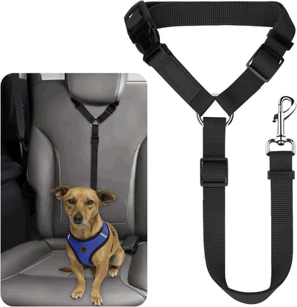 Pet Dog Cat Seat Belts, Car Headrest Restraint Adjustable Safety Leads Vehicle Seatbelt Harness (1 Pack) (Black)