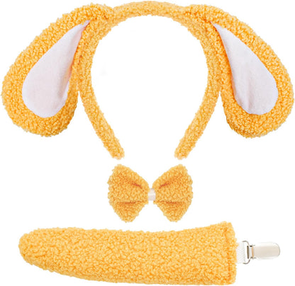 XEPST Floppy Puppy Ears and Tail Set, Animal Puppy Costume Kids Set with Furry Dog Ears Headband and Dog Tail for Animal Costume Cosplay Birthday World Book Day Halloween Fancy Dress Party Supplies