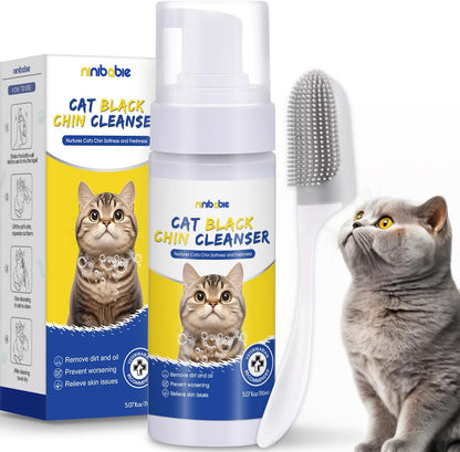 Cat Acne Chin Treatment,Cat Black Seed Cleaner,Improved Skin Health and Black Seed Removal,Updated Cat Ance Brush,Soothes Chin Acne,Oil Control 5.07fl.oz