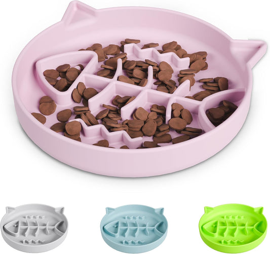 Silicone Cat Slow Feeder,Slow Feeder Cat Bowl Wet Food with Suction Cups，Puzzle Feeder Cat,Cat Interactive Toys,Effectively Reduce Overeating in Kitty (Pink, 1 Cup)