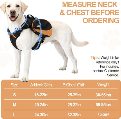 Dog Backpack Suitable for Medium-Sized Dogs, Adjustable Lightweight Pet Harness, Built-in Poop Bag Dispenser, Waterproof and Safe, Suitable for Hiking, Puppy Training, Or Daily Walks, M