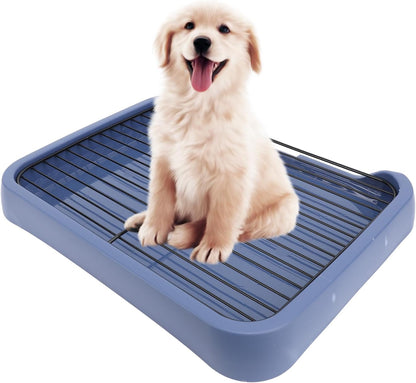 Fdit Dog Toilet Tray with Mesh Rack, Removable PP Plastic Pet Potty for Medium Small Dogs, Anti Slip Training Tray with Iron Frame