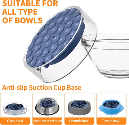 Slow Feeder Dog Bowls Insert, Bestalk Soft Silicone Slow Eating Feeder Insert with Suction Cups for Small, Medium and Large Dogs, Fit into Basic and Elevated Dog Bowls, Dark Blue