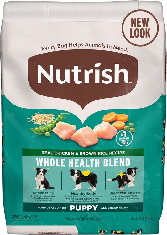 Nutrish Bright Puppy Premium Natural Dry Dog Food, Real Chicken & Brown Rice Recipe, 14 Pounds (Packaging May Vary), (Rachael Ray