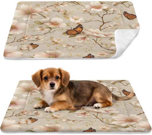 susiyo Dogwood Flowers Fluttering Dog Bed Mat - Super Soft & Warm Pet Pad, 25x18 Inch Machine Washable Mat for Small Medium Dogs, Couch Protector, Crate & Travel Bed Topper