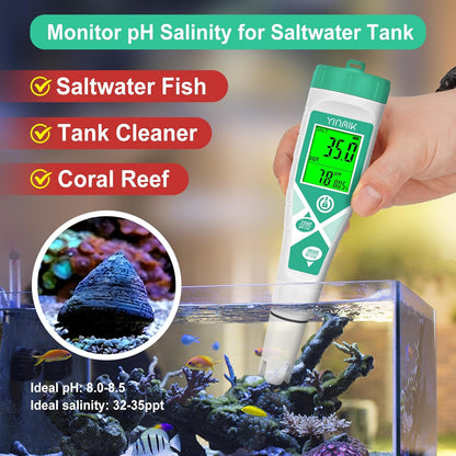 YINMIK Aquarium pH Salt Meter & Replaceable pH Probe Kits