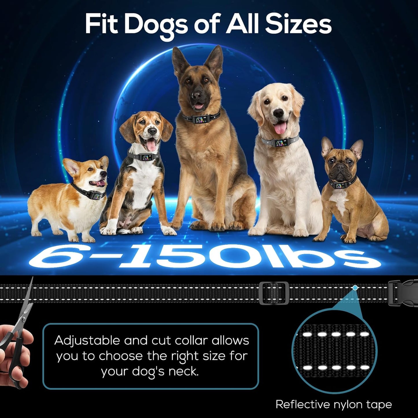 Bark Collar, 2 Pack Smart Dog Bark Collar for Large Medium Small Dogs, Anti Barking Device for Dogs Training Collar with Beep Vibration Harmless Shock, 5 Adjustable Sensitivity (Black)