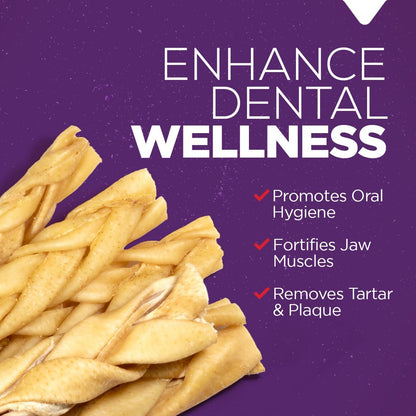 Natural Farm Braided Pork Collagen Dog Chews (5 Pack), Flavorful Braided Pork Collagen Sticks, Natural Dog Chews, Long Lasting, for Small, Medium, and Large Dogs, Odor-Free Rawhide Alternative