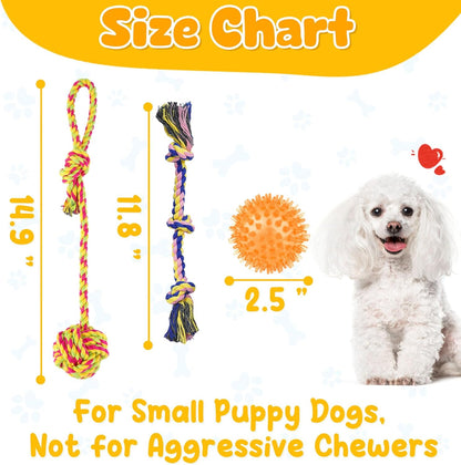 Puppy Toys for Small Dog with Rope Toys and Squeaky Ball
