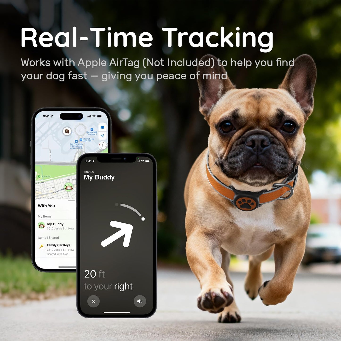 Airtag Dog Collar, IPX8 Waterproof Air Tag Dog Collar Holder | Reflective Ultra-Durable | Soft Padded | Safety Locking Buckle | Fit Miedium Dogs (Orange M(12.6"-19.6"))