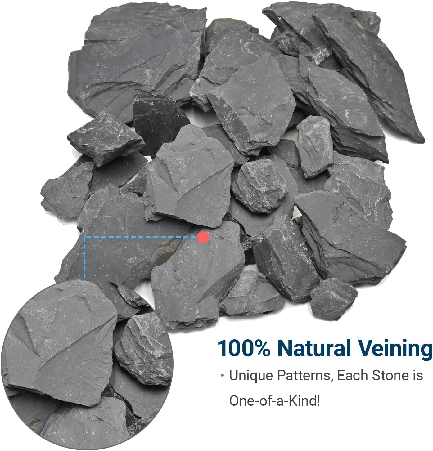 Natural Slate Rock 5lb Reptile Basking Stone Fish Tank Rocks for Aquarium Landscaping, Tank Decoration, Fairy Gardens,Reptile & Amphibian Enclosures 3-8 Inches