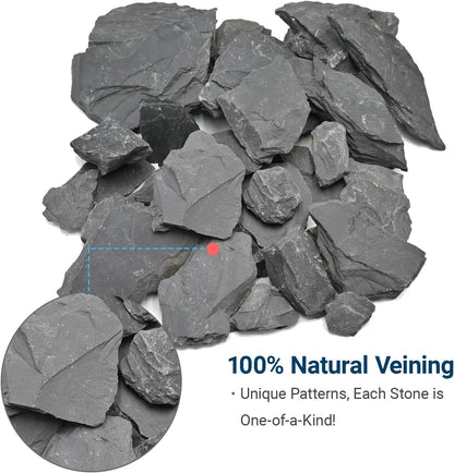 Natural Slate Rock 5lb Reptile Basking Stone Fish Tank Rocks for Aquarium Landscaping, Tank Decoration, Fairy Gardens,Reptile & Amphibian Enclosures 3-8 Inches