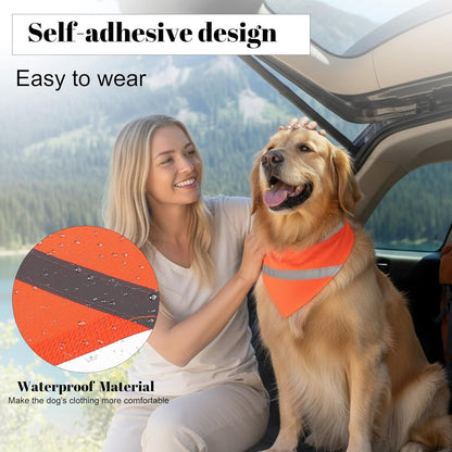 Dog Reflective Bandanas, 2 Pieces Orange Green High Visibility Bandana for Dogs Adjustable Triangle Bib Safety Reflective Dog Scarf for Small Medium Large Pets Dogs Cats Outdoor Walking Camping
