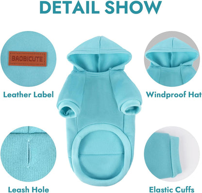 2 Pack Dog Hoodie Warm Hood Dog Sweater Cold Weather Small Dogs Sweatshirt Comfort Pet Clothes for Small Medium Dogs with Pockets Cats Chihuahua Clothes for Male Female Girl Boy Sporty Daily Wear