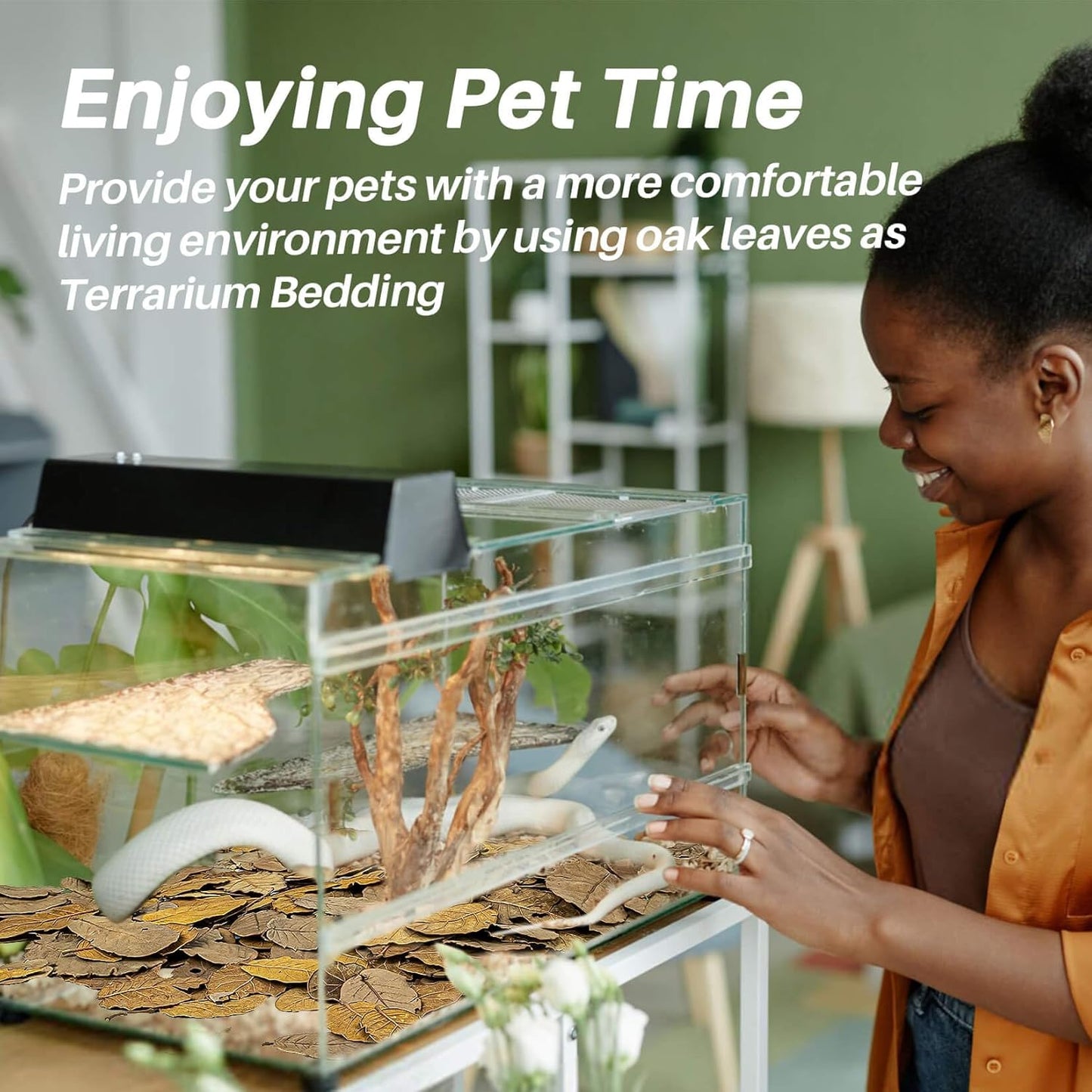 MAQIHAN 7 OZ Dry Oak Leaf Litter - Leaf Litter for Reptiles Oak Leaves for Isopods Live Substrate for Snakes, Frogs, Isopods, Terrarium Bedding