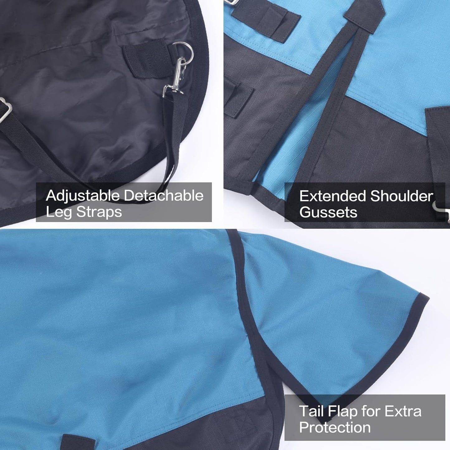 Mini Horse/Pony/Foal/Miniature Size 36"-51" Lightweight Waterproof & Breathable 1200 Denier Turnout Blanket with No Filling Peacockblue 42"