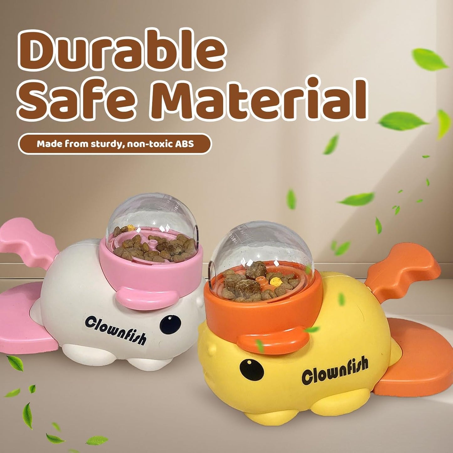 Interactive Clownfish Dog Treat Dispenser Toy with Spinning Tail, Puzzle Slow Feeder for Dogs & Cats, Treat Dispensing Food Puzzle Feeder, Includes Cleaning Cloth & Brush (Blue)