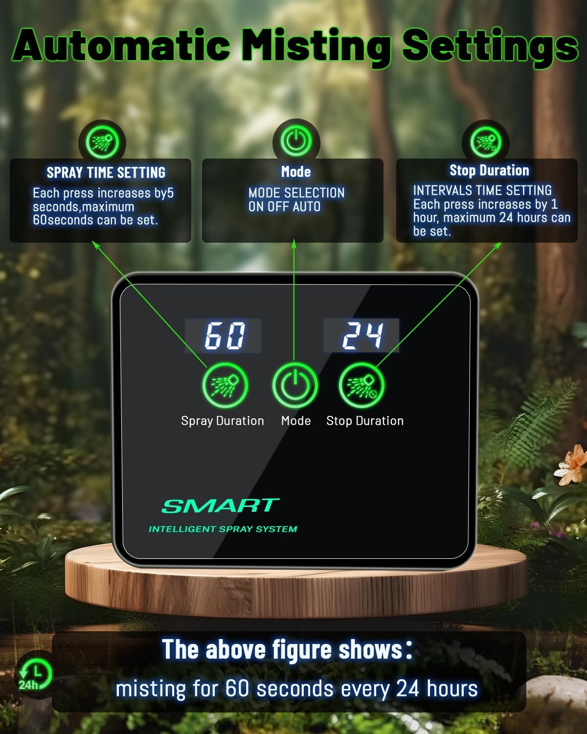 Reptile Humidifiers Smart Misting System, Reptile Mister Automatic with Timer, Terrariums Humidifier with 360°Adjustable Misting Nozzles, Spray Kit for Rainforest Plants Amphibian