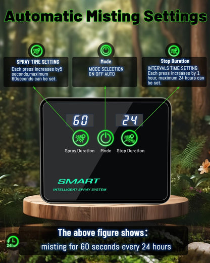 Reptile Humidifiers Smart Misting System, Reptile Mister Automatic with Timer, Terrariums Humidifier with 360°Adjustable Misting Nozzles, Spray Kit for Rainforest Plants Amphibian