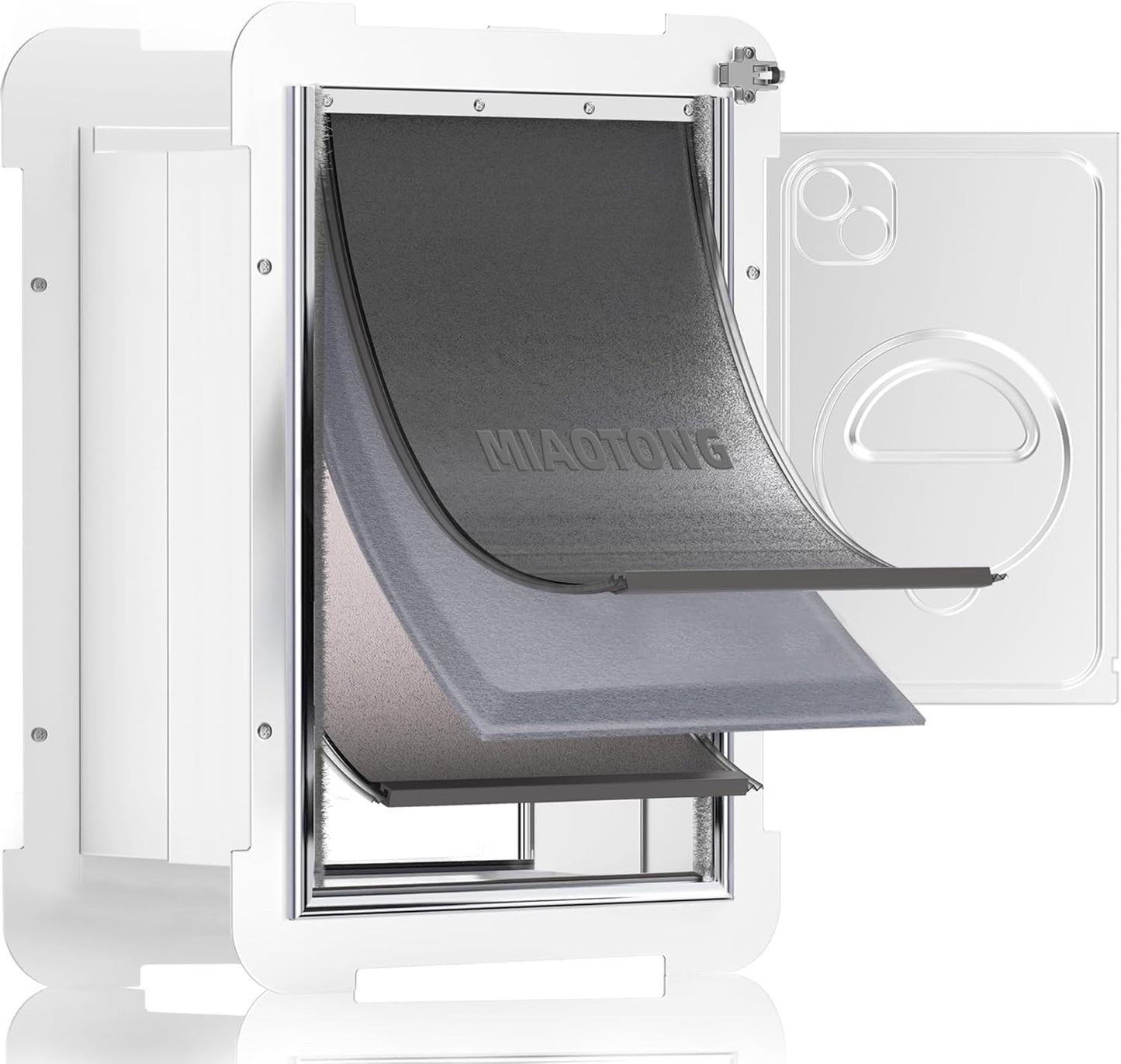 MIAOTONG 3-Flap Dog Door for Wall, Double Magnetic Flaps Pet Door for Wall, Aluminum Lock Doggy Door,Steel Frame and Telescoping Tunnel Dog Doors and Cat Doors(Pets Up to 40 Lb) -Medium