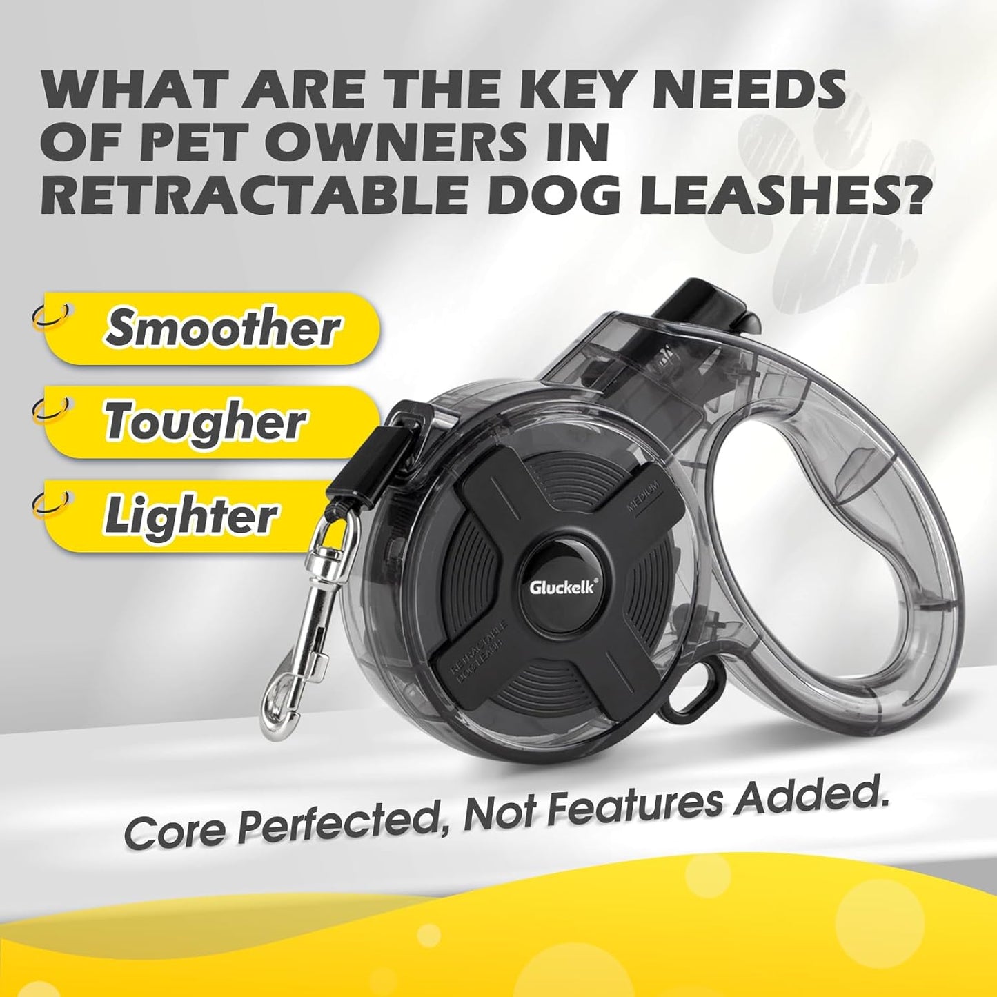 16 ft Retractable Dog Leash, One-Handed Brake, 360° Tangle-Free, Strong Nylon Tape, for Dogs up to 85 lbs