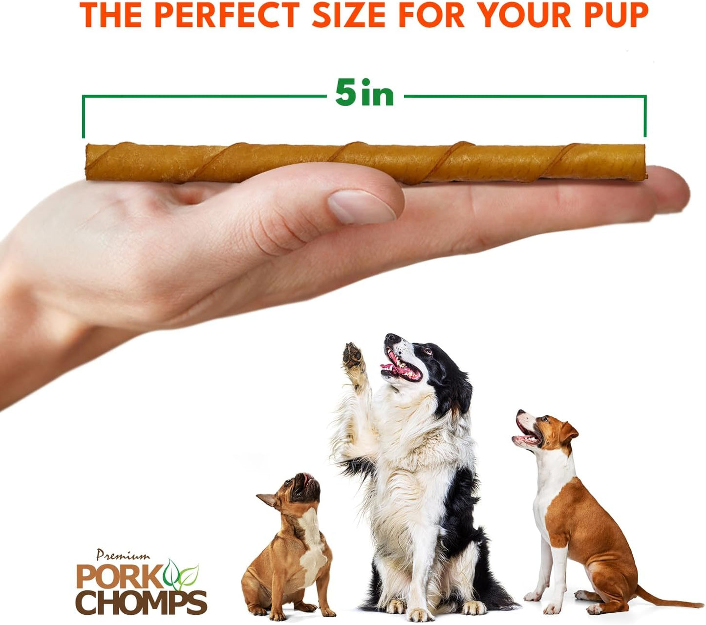 Pork Chomps Roasted Pork Skin Dog Chews, 5-inch Mini Twists, 20 Count