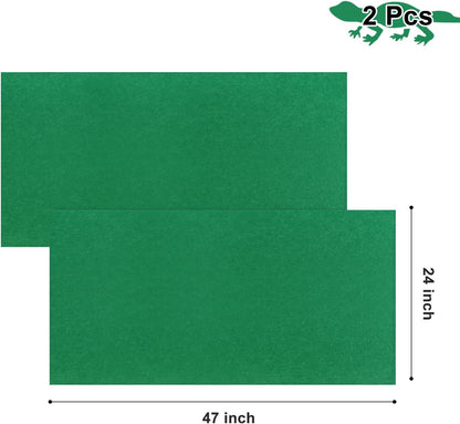 2 Pcs 47" x 24" Reptile Carpet： Terrarium Liner Bedding for Bearded Dragon, Tank Accessories for Leopard Gecko or Snake or Lizard or Tortoise (Green)