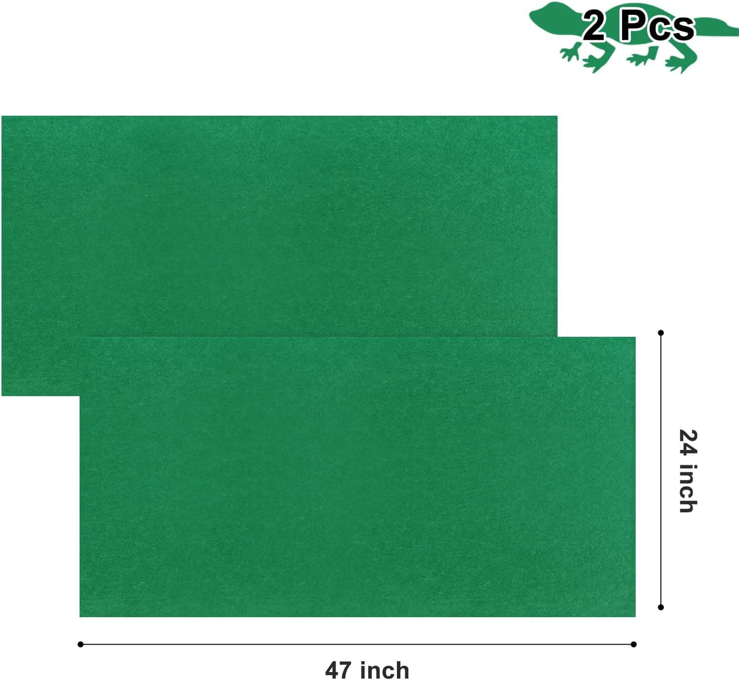 2 Pcs 47" x 24" Reptile Carpet： Terrarium Liner Bedding for Bearded Dragon, Tank Accessories for Leopard Gecko or Snake or Lizard or Tortoise (Green)