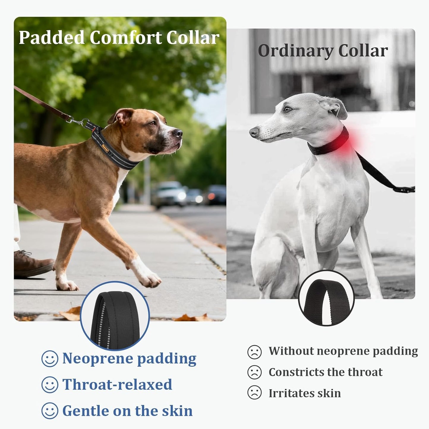 Mayerzon 1.5" Wide Martingale Collar for Large Medium Small Dogs Pitbull German Shepherd, No Pull Reflective Slip & Martingale Dog Collar with Buckle Soft Padded for Walking Training(Black,M)