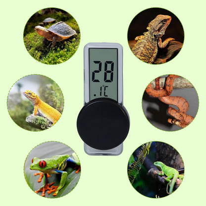 Reptile Terrarium Thermometer Hygrometer, Digital LCD Temperature & Humidity Gauge with Suction Cup, Vivarium/Tank Monitor for Bearded Dragons Geckos Lizards Snakes Turtles Frogs Amphibians