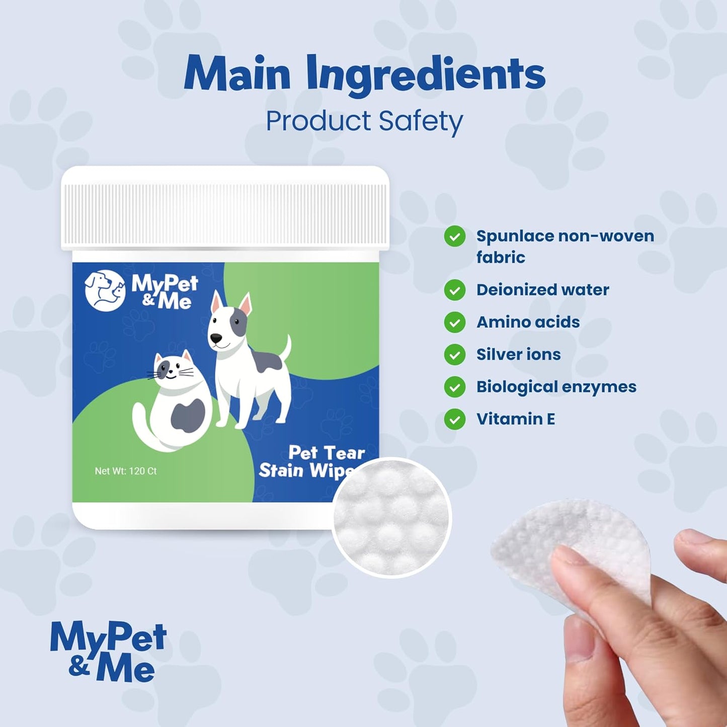 My Pet & Me Dog & Cat Eye Cleaning Wipes – 120 Ct | Tear Stain Remover | Natural Plant-Based Pet Wipes | Gentle Grooming Cloths for Daily Eye Care