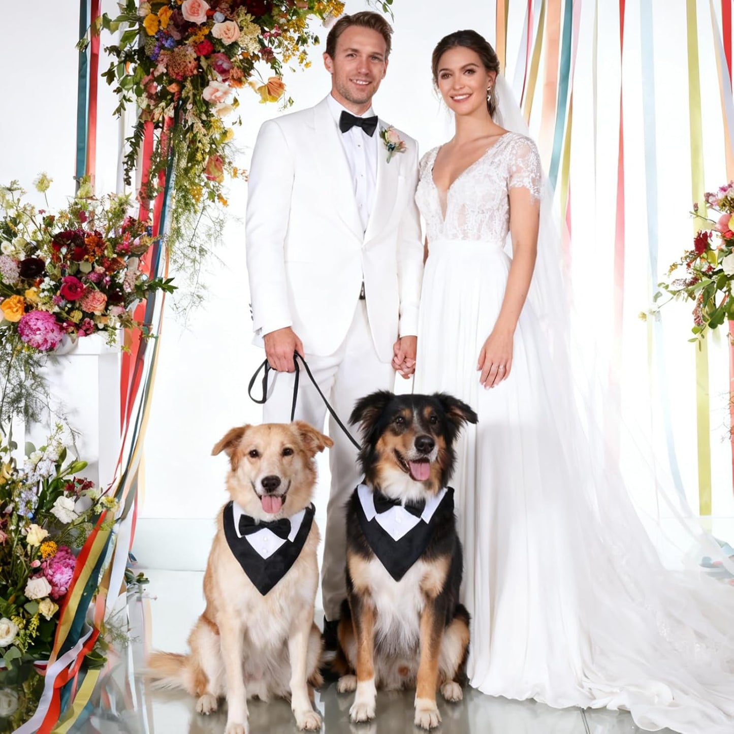 Dog Tuxedo Suit Wedding Bandana Collar with Bow Tie Adjustable Formal Suit Costume Dog Tux, Wedding Engagement Birthday Tuxedo for for Large X-Large Dogs Pets (X-Large: Neck 21"-30")