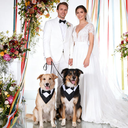 Dog Tuxedo Suit Wedding Bandana Collar with Bow Tie Adjustable Formal Suit Costume Dog Tux, Wedding Engagement Birthday Tuxedo for for Large X-Large Dogs Pets (X-Large: Neck 21"-30")