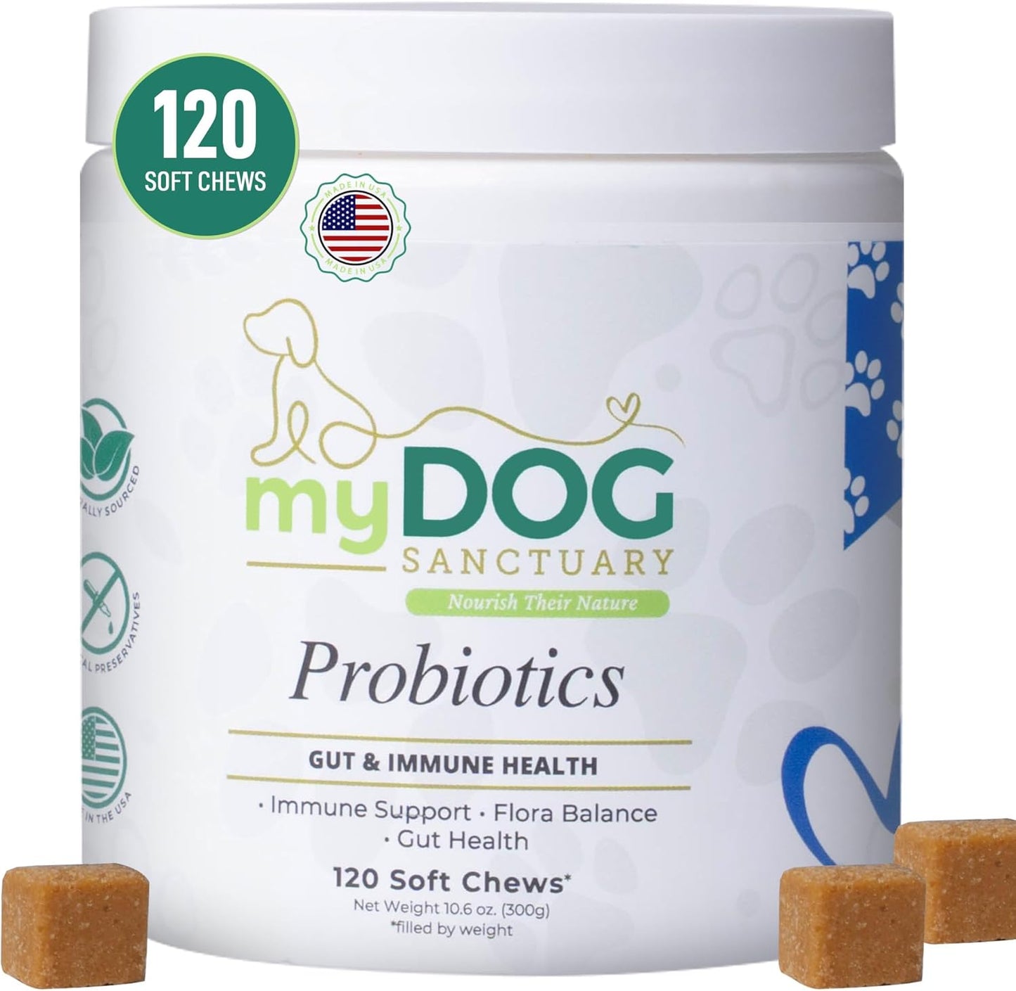 Probiotics for Dogs 120 Chews - Digestive Enzymes & Gut Health Support with Pumpkin Seed, Ginger Root – Dog Probiotics for Diarrhea, Bowel & Immune Support - Bacon Flavor, Soft Chews
