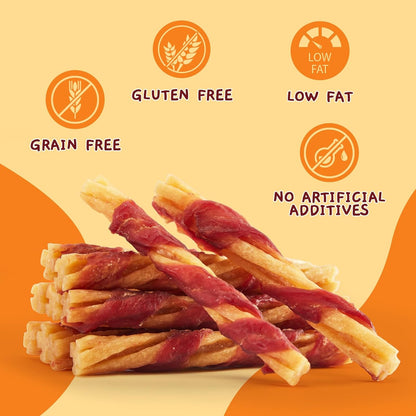 Jungle Calling Dog Treats, Duck Wrapped Chicken Collagen Sticks for Small Medium Dogs, Digestible Rawhide Alternative Dog Chews, Dental Bones for Teeth Cleaning, Like Bully Sticks, Less Smell, 14.1oz