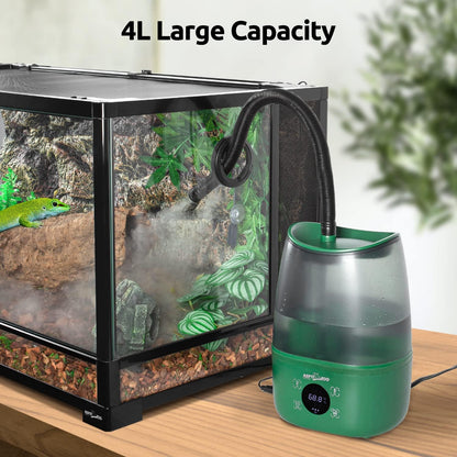 REPTIZOO Reptile Humidifier Fogger, 4L Large Reptile Fogger with Humidity Control, Terrarium Humidifiers with Extended Tube Automatic Reptile Misting System for Reptiles Amphibians Herps Vivarium