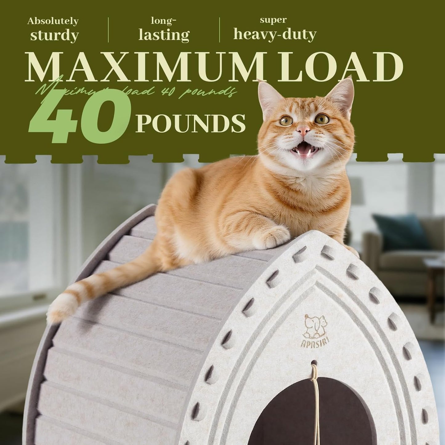 Apasiri Cat House for Indoor Cats: Cat House for Indoor Sturdy Scratch-Resistant, Compatible with Heating Pads, Innovative Polyester Fiber Cat Bed Cave, Original Castle Design