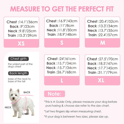 Dog Dress for Small Medium Large Dogs Pet Princess Wedding Dress with Detachable Train Multi-Layer Organza Girl Puppy Tutu Skirt Bowknot Sequin Decor Birthday Cat Clothes(Pink, XS)