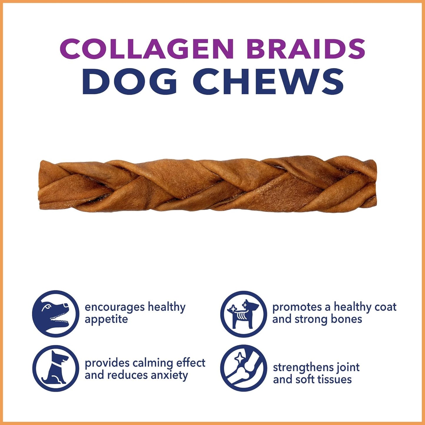 Pet Factory CareChewz Collagen 6-7" Skinny Braided Sticks Dog Chew Treats - Chicken Flavor, 5 Count/1 Pack
