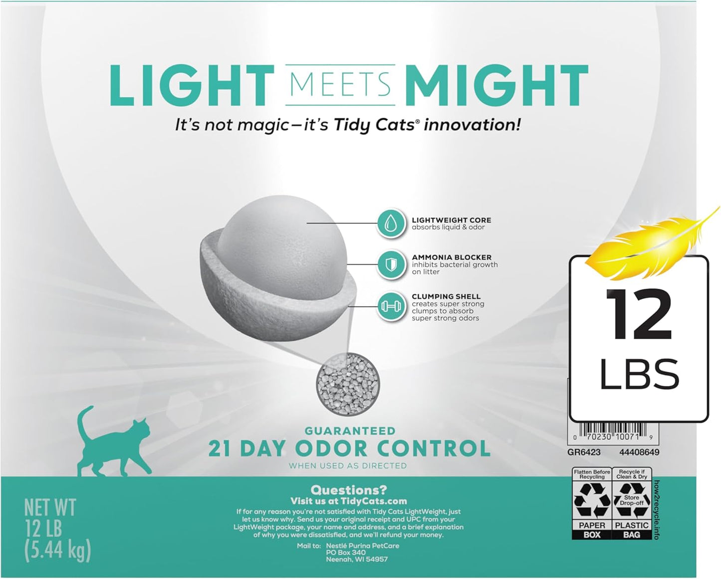 Purina Tidy Cats Lightweight Free and Clean Unscented, Multi-Cat, Clumping, 99.9 Percent Dust Free Cat Litter - 12 lb. Box