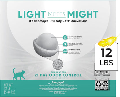 Purina Tidy Cats Lightweight Free and Clean Unscented, Multi-Cat, Clumping, 99.9 Percent Dust Free Cat Litter - 12 lb. Box
