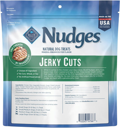 Blue Buffalo Nudges Jerky Bites Dog Treats, Made in the USA with Natural Ingredients, Bite-Sized Pieces, Chicken, 16-oz Bag